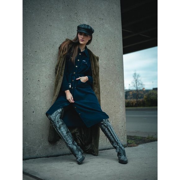 Women's Black Over the Knee Cowboy Boots Adjustable Thigh High Cowgirl Boots - Picture 2 of 6